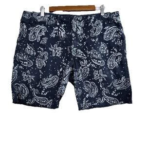 Polo Ralph Lauren Navy Blue Paisley Straight‎ Fit Shorts Mens 36x8 Cotton